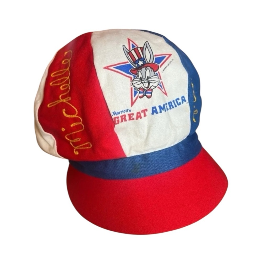 Vintage 70s Six Flags Great America Bugs Bunny Patriotic Engineer Hat USA